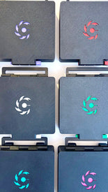 All six Beycrate 1 colourways side by side: Purple, Red, White, Green, Hyper Cyan and Tokyo Pink